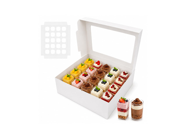 Dessert Shooter Boxes 10 Pack, Each Box Holds 20 Count 5 oz Dessert Shooter Cups, Food-Grade Dessert Cup Holder Boxes with Inserts, Dessert Shooter...