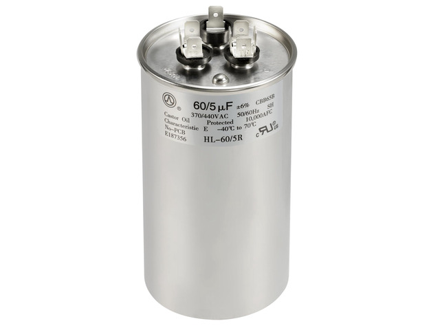AC Capacitor 60+5 uF 60/5 MFD ±6% 370V/440VAC CBB65 Dual Run Circular Start Capacitor for Heat Pump Air ConditionerTen Years of Coverage