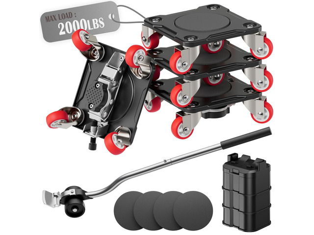 Furniture Movers with 5-Wheel and Parking Lock Furniture Dolly Set with Lifter & Base, 360° Swivel Casters, Non-Slip Pads, Up to 2000 lbs Load...