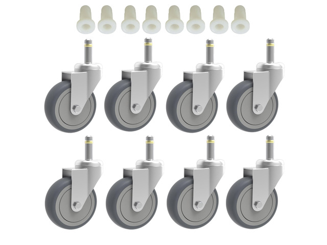 3-Inch Swivel Stem Caster, 7/16-Inch Stem Diameter Rubber Wheel, Heavy Duty TPR Replacement Wheels for Rubbermaid Mop Bucket Cart Grill Casters - 8...