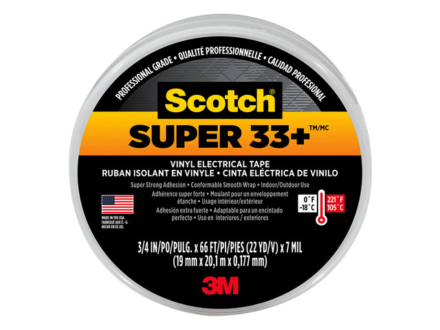 3M Super 33+ Vinyl Electrical Tape.75-Inch x 66-Foot, Pack of 10 Rolls, Insulates and Protects Against Abrasion and Moisture, Protective Jacketing...