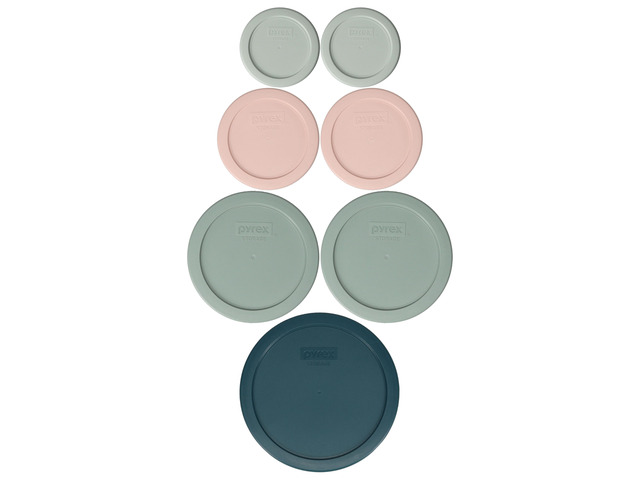 7-Pc Modern Day Themed Food Storage Replacement Lids - Made in USA (1-Cup) White Mint (2-Cup) Rosewater Pink (4-Cup) Tranquil Green (6/7-Cup)...