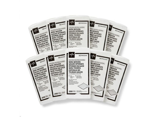 Non-Woven Non-Sterile Gauze Sponge, 4 x 4 Inch, 4-Ply Rayon/Polyester Blend, Virtually Non-Adherent, Less Linting, Balance of Strength and...