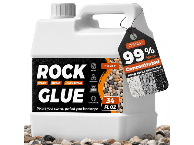 Oyevila 34 oz Rock Glue for Landscaping, Pet-Safe & Non-Toxic Gravel Binder Water-Based Rock Binder Dries Clear and Is Ideal for Pea Gravel, Small...