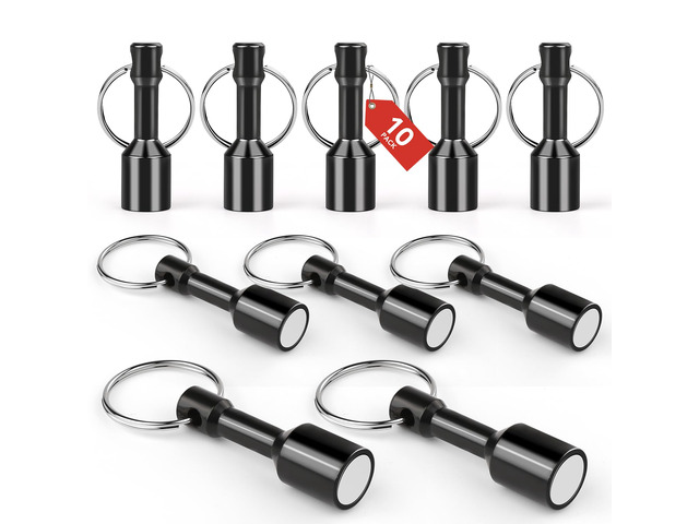 10 Pack Magnet Key Chain Gold Testing Kit, Black Magnetic Key Holder Silver Tester for Jewelry Test Rare Earth Magnets Precious Metal Keychain...