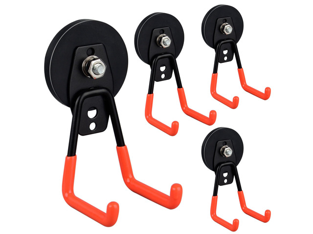 Heavy Duty Magnetic Garage Hooks,4 Pack Strong Large Magnet Hooks for Power Drill,Garden Tools,Hose,Pegboard,Garage, Workshop,Magnetic Storage...