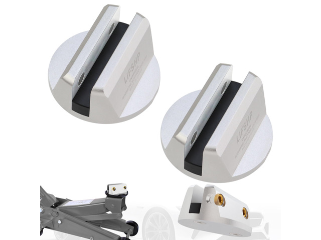 2Pcs Universal Aluminum Magnetic Grooved Pinch Weld Jack Pad-Silver Frame Rail Jack Pad Adapter for SUV, Pickup, Sedan, MPV & Wagon, Essential for...
