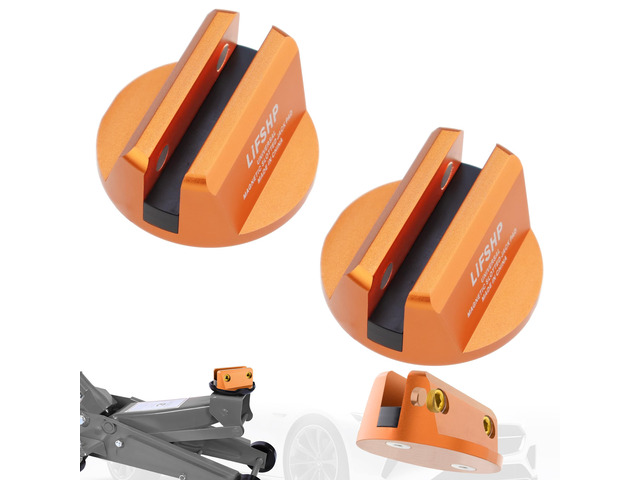 2Pcs Universal Aluminum Magnetic Grooved Pinch Weld Jack Pad-Orange Frame Rail Jack Pad Adapter for SUV, Pickup, Sedan, MPV & Wagon, Essential for...