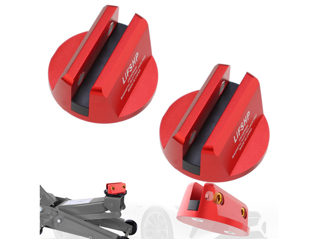2Pcs Universal Aluminum Magnetic Grooved Pinch Weld Jack Pad-Red Frame Rail Jack Pad Adapter for SUV, Pickup, Sedan, MPV & Wagon, Essential for DIY...