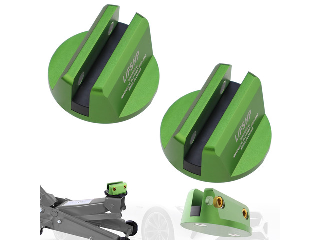 2Pcs Universal Aluminum Magnetic Grooved Pinch Weld Jack Pad-Green Frame Rail Jack Pad Adapter for SUV, Pickup, Sedan, MPV & Wagon, Essential for...