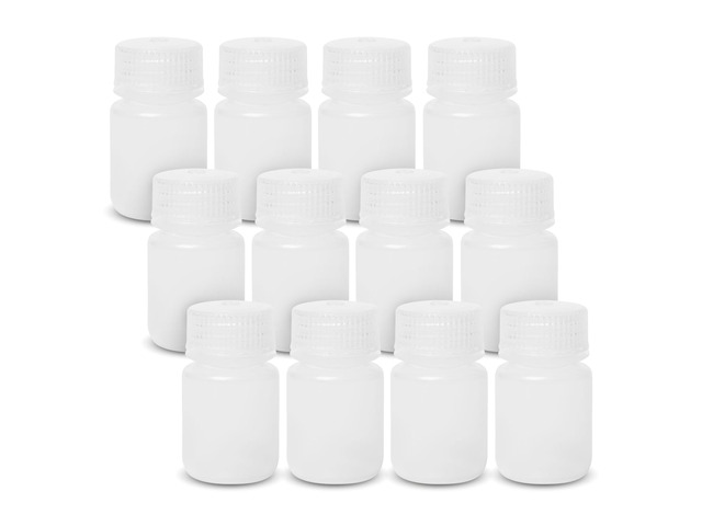 Wide Mouth Sample Containers with Lids, 30ml, 12-Pack 1 oz Plastic Bottles, Autoclavable Laboratory Grade Polypropylene, Leakproof Seal Ring, BPA &...