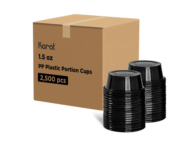 [2500 ct] 1.5 oz Portion Cups - Polypropylene Condiment Cups for Dressings, Sauce, Souffle, Jello Shots Containers Black FP-P150-PPB'
