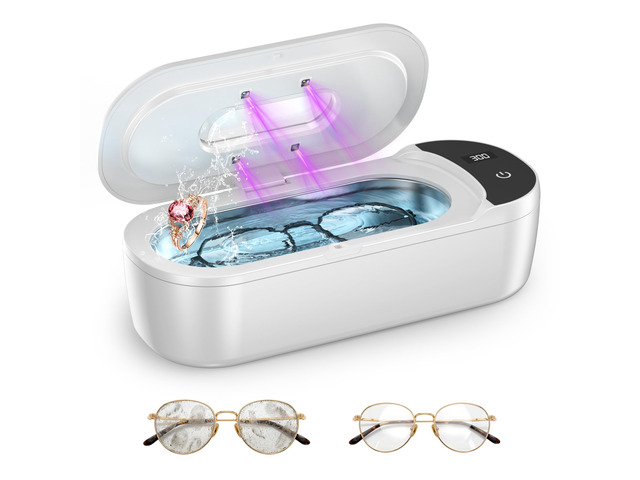 Ultrasonic Jewelry Cleaner, 400ml Sonic Cleaner for Rings, Glasses 4 LED Light & Display, 48kHz Ultrasonic Cleaner, 400ml 304 Tank, Quiet 45dB,...