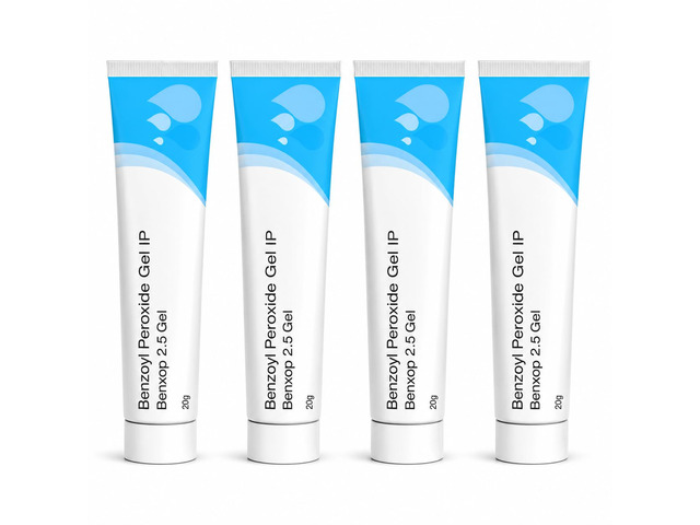 Benxop 2.5% Benzoyl Peroxide Gel (0.70 oz / 20g) (4 Pack) - Topical Skincare Gel for Oil-Prone and Congested Skin