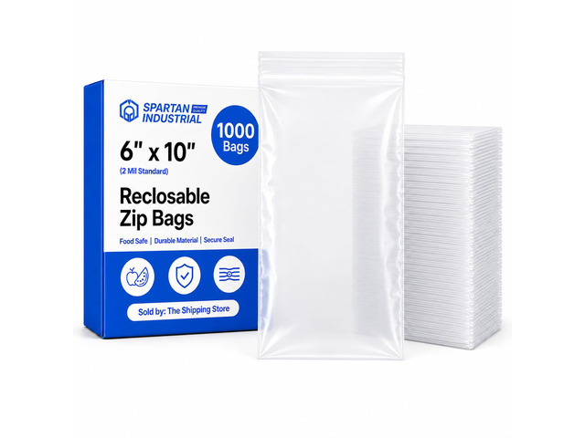 6 X 10 (1000 Count) 2 Mil Clear Reclosable Zip Plastic Poly Bags with Resealable Lock Seal Zipper