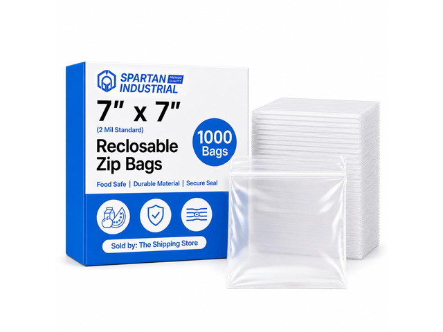 7 X 7 (1000 Count) 2 Mil Clear Reclosable Zip Plastic Poly Bags with Resealable Lock Seal Zipper