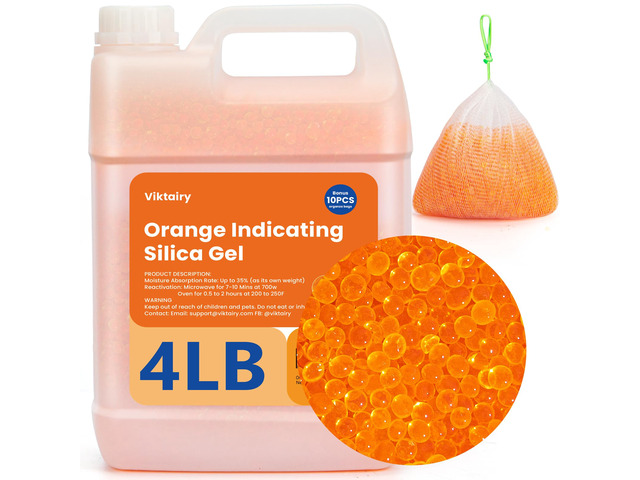 4LBS Desiccant Beads, Premium Orange Indicating Reusable Silica Gel Beads Bulk, Industry Standard 3-5 mm Desiccant Dehumidifier for 3D Filament,...