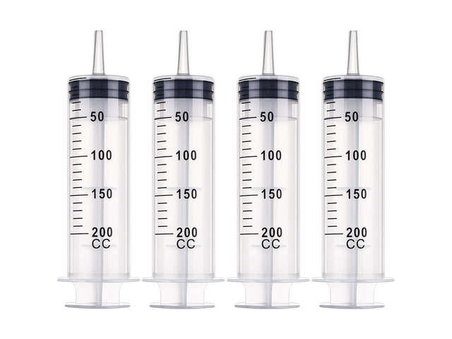 4 Packs Syringes Without Needles,200 Ml Large Plastic Measuring Tools for Food, Horse Care, Lab Dispensing, Graduated Markings, Reusable...