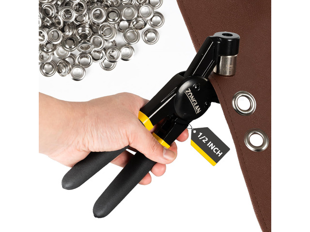 Heavy Duty Grommet Tool Kit with 1/2 Inch Die and 300 Sets of 12MM Grommets,Handheld Manual Eyelet Tool Rivet Press Punch Pliers for Leather Canvas...