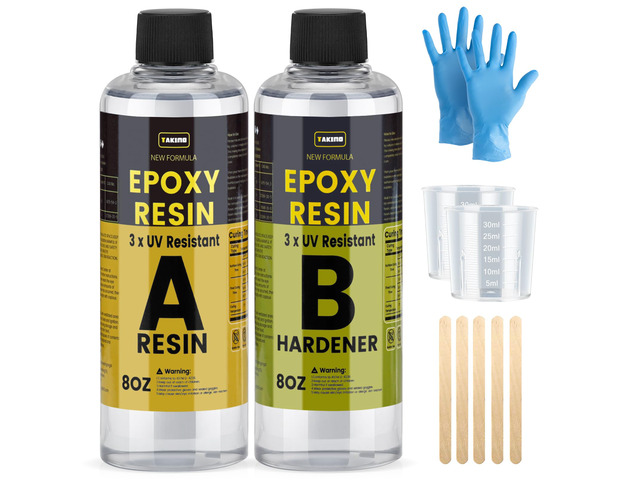 16OZ 3X UV Resistant Crystal Clear Epoxy Resin Kit, 1:1 High Gloss Non-Yellowing Formula, Bubble-Free, Self-Leveling, Art, Crafts, Jewelry,...