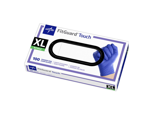 Medline Touch Nitrile Exam Gloves, 100 Count, X-Large, Powder Free, Disposable, Not Made with Natural Rubber Latex, Excellent Sense of Touch for...