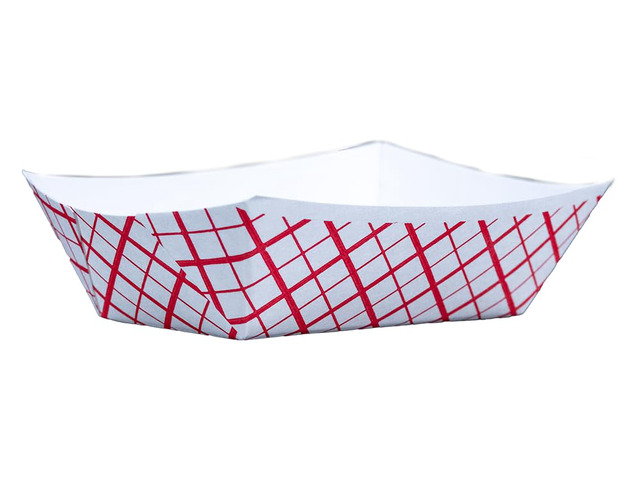 0413 #100 Southland Paperboard Food Tray, 1 lb Capacity, Red Check (Case of 1000)