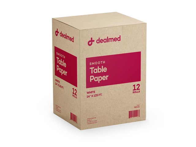 Table Paper Exam Cover - 14 in x 125 ft, Smooth, White, 12 Rolls Tear Resistant, Disposable Barrier Cover, Quiet Non Crinkly, For Clinics, Studios,...