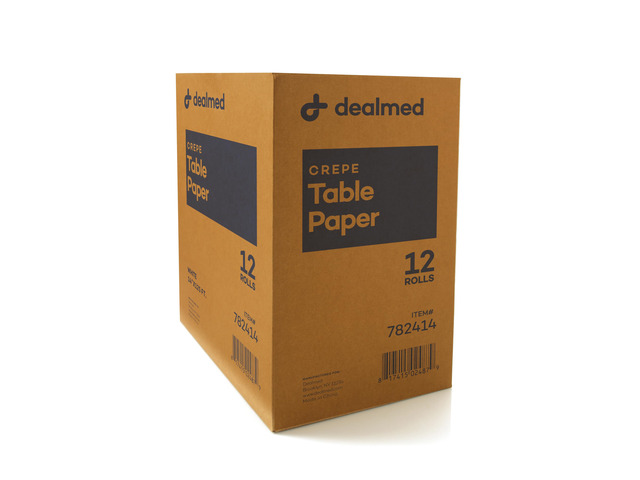Table Paper Exam Cover - 14 in x 125 ft, Crepe, White, 12 Rolls Tear Resistant, Disposable Barrier Cover, Quiet Non Crinkly, For Clinics, Studios,...
