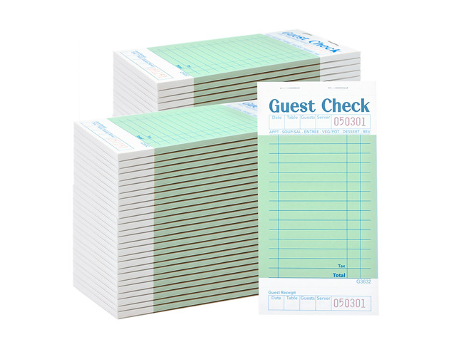Budgenix 64 Pack Guest Checks Server Note Pads, 3200 Order Pads Green Guest Check Pads with Bottom Receipt, For Servers, Waitress, Cafes,...