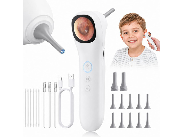 Otoscope Ear Camera with 1.21 Screen, 1080P Ear Scope with 4 LED Lights, Otoscope Camera for Adults, Support Photo & Video, Type-C Charging with...