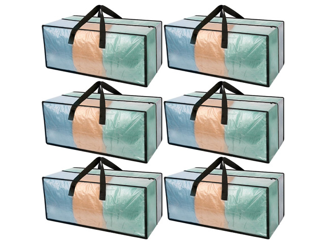 Heavy Duty Clear Moving Bags with Strong Zipper & Comfortable Handles 6 Pack Extra Large Storage Bags Totes Moving Boxes Packing Supplies for...