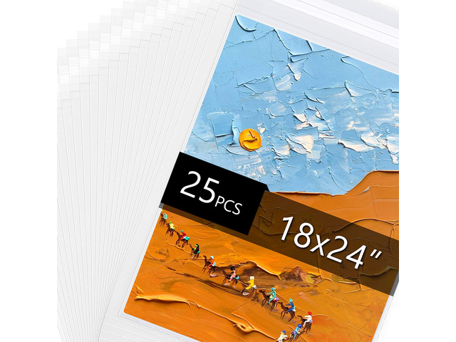 25 Pack Acid Free Crystal Sealed Clear Bags for 18x24 Art Prints, Photos 1.496mil (Single Side), 18 1/2 Inches by 24 2/5 Inches