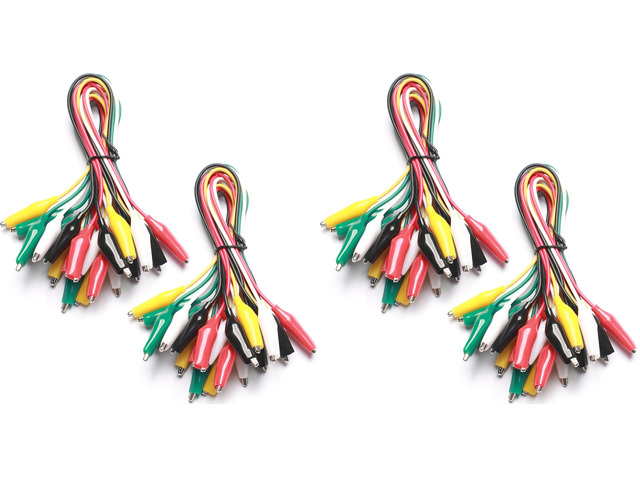 WG-026 10 Pieces and 5 Colors Test Lead Set & Alligator Clips,20.5 inches / 22 AWG Wire (4 Pack)