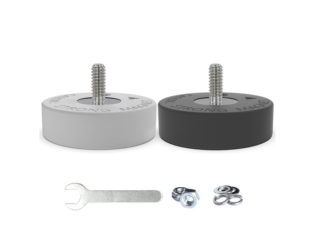 Rubber Coated Mounting Magnets Over 80LB Force Magnetic Base Anti-Scratch Anti Corrosion Heavy Duty, Size 2' *0.6' with 1/4'-20 Male Thread and Nuts