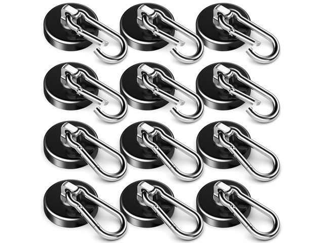 Magnet Hooks Heavy Duty, 100 LBS Strong Magnetic Hook, 12 Pack Heavy Duty Magnetic Hooks for Hanging, Garage, Kitchen, Grill, Cruise Ship Essentials
