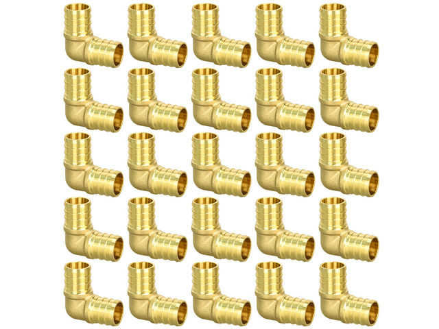25 Pack 3/4' PEX Fittings, PEX Elbow Fittings, Brass PEX Fittings for PEX Tubing Pipe
