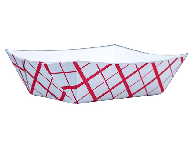 0425 #300 Southland Paperboard Food Tray, 3 lb Capacity, Red Check (Case of 500)