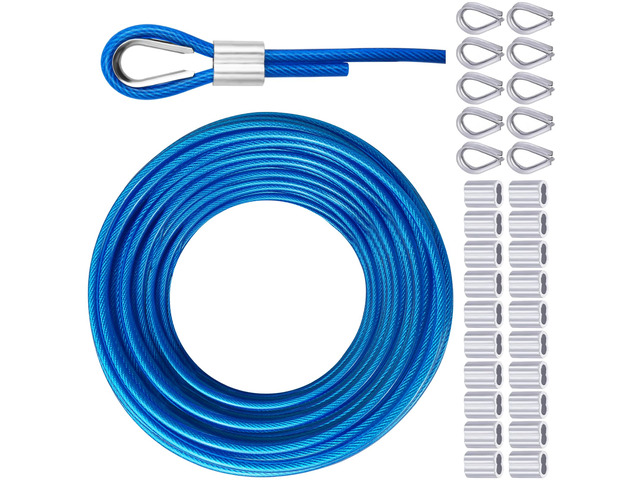 Vinyl Coated Galvanized Steel Wire Rope 3/16' PVC Covered Steel Cable 50ft/100ft/150ft/200ft, Ideal String Light Hanging Cable