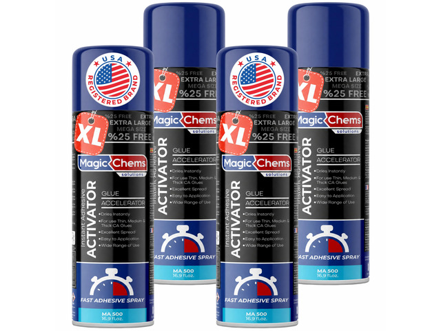 Super Glue Accelerator, CA Glue Activator, 4 Pack-16.9 fl oz Cyanoacrylate Adhesive Activator; Fast-Curing Formula; Spray, Cyanoacrylate Super Glue...