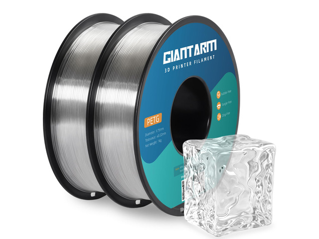 PETG Filament 1.75mm 1kg (2.2lb), 2-Pack Clear PETG Filament for 3D Printer, ±0.02mm Accuracy, Strong Toughness, Neatly Wound & Moistureproof,...