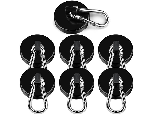 Magnetic Hooks,Black 7 Pack 110LBS Heavy Duty Magnet Hooks Neodymium Strong Swivel Carabiner Magnet Hooks with Swivel Carabiner,Great for Your...