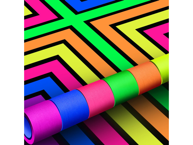 6 Colors Neon Gaffer Cloth Tape Fluorescent Rainbow Color UV Blacklight Glow in The Dark Tapes Neon Duct Reflective Tapes for Party Supplies (2...