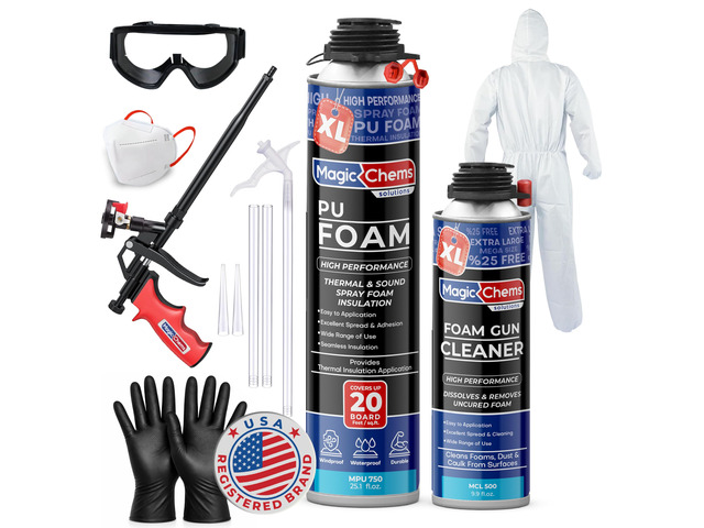 Spray Foam Insulation Kit, Expanding Sealant, 1 Pack-25.4 oz Closed Cell; High Density; Covers up to 20 sq ft; Includes Foam Gun & Cleaner