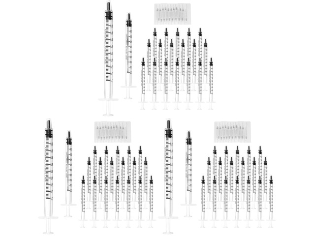 60 Pack 1ml Syringe for Liquid, 1cc Plastic Small Syringes for Scientific Labs, Measuring Liquids, Feeding Pets, Medical Student, Oil or Glue...