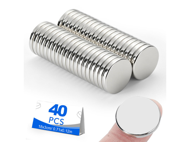 40 Pack Small Magnets, 18x3mm Refrigerator Magnets Rare Earth Magnets Neodymium Magnets for Crafts, Whiteboard, Kitchen Cabinet
