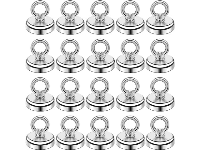Magnetic Hooks with Countersunk Hole Eyebolt 60LBS 20Pack Heavy Duty Magnet, Rare Earth Neodymium Magnets,for Workplace, Home, Kitchen, Office and...