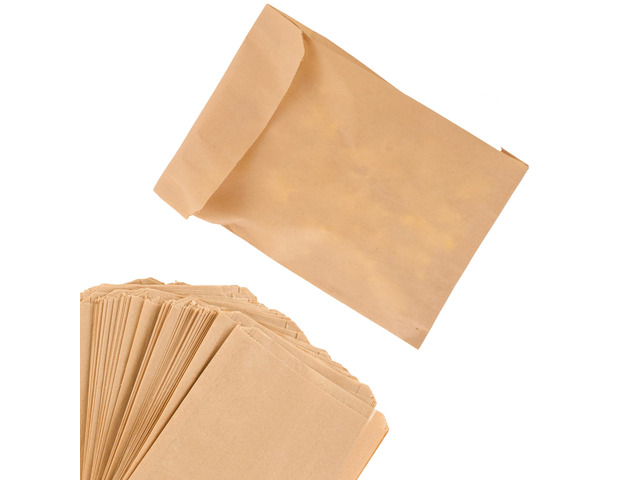 Paper Sandwich Bags Kraft Brown (125 Pack) Food Grade Bags with White Round Stickers for Sealing - Unbleached Compostable Natural Kraft Paper Bags...