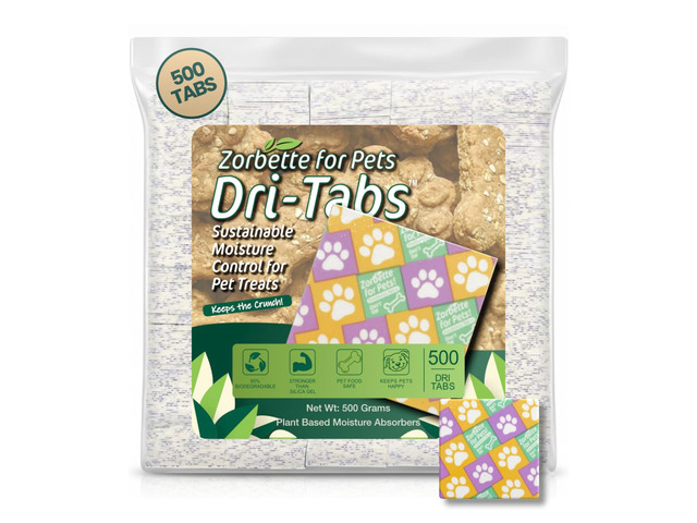 Paw Print Edition Food-Safe Desiccant Dri-Tabs 500 Count Sustainable Moisture Absorbers for Pet Bakeries, Baked Dog Biscuits, and Dehydrated...