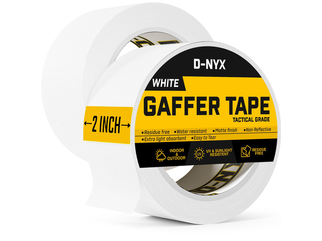 Gaffer Tape 2 Inch x 2 Pack White Gaff Tape No Residue, Heavy Duty Gaffers Tape, Multipurpose Matte Finish Non-Reflective Waterproof Real...