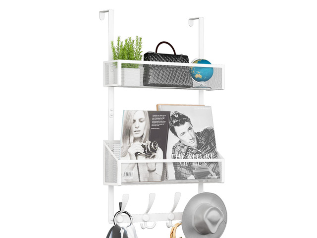 Over The Door Hooks Organizer, Coat Rack Over The Door Storage Hanger Towel Rack, Back of Door Storage Organizer for...